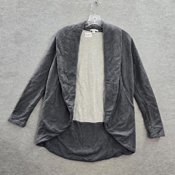 James Perse Women Sweater 2 Gray Cardigan Open Front French Terry Draped Cotton - Picture 1 of 10